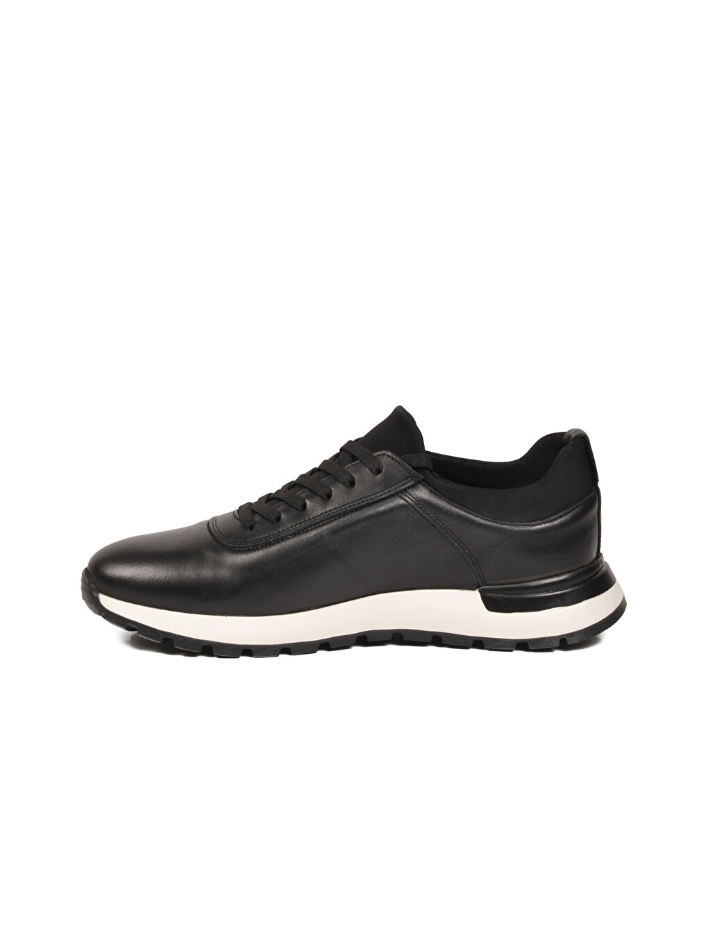 Erkek Siyah Hakiki Deri Casual Ayakkabı Bağcıklı Rahat Konfor Tabanlı Sneaker M294 M