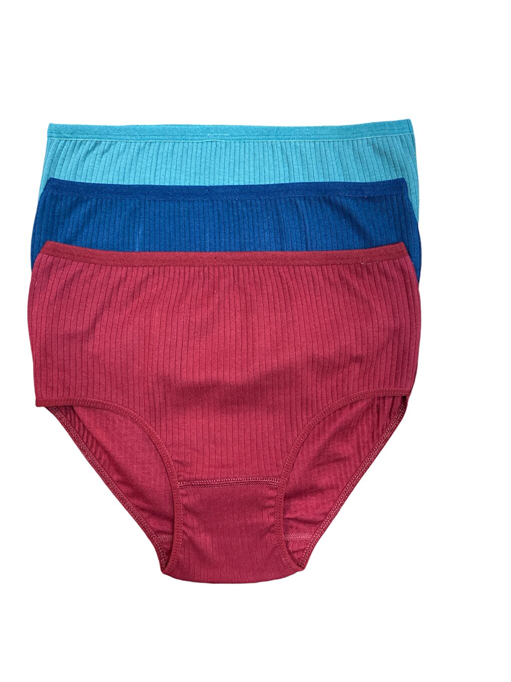 Bordo 6'lı Kadın %100 Pamuk Koyu Asorti Yüksek Bel Fitilli Kaşkorse Yüksek Kalite Esnek Bato Külot-1