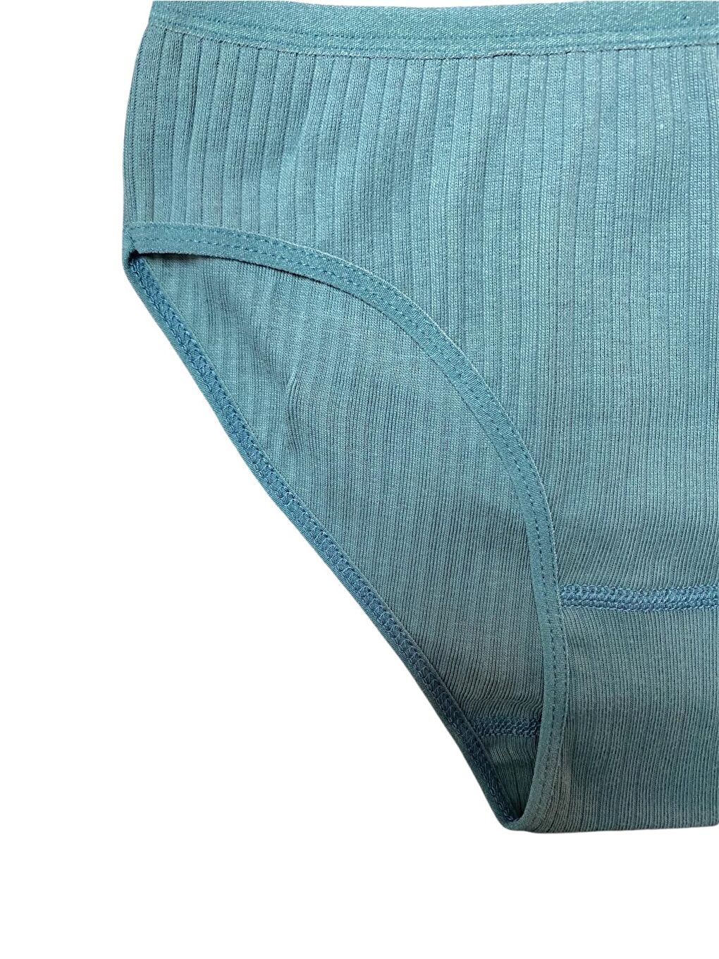 Yeşil 6'lı Kadın Koyu Asorti %100 Pamuk Fitilli Kaşkorse Esnek Bikini Külot-2