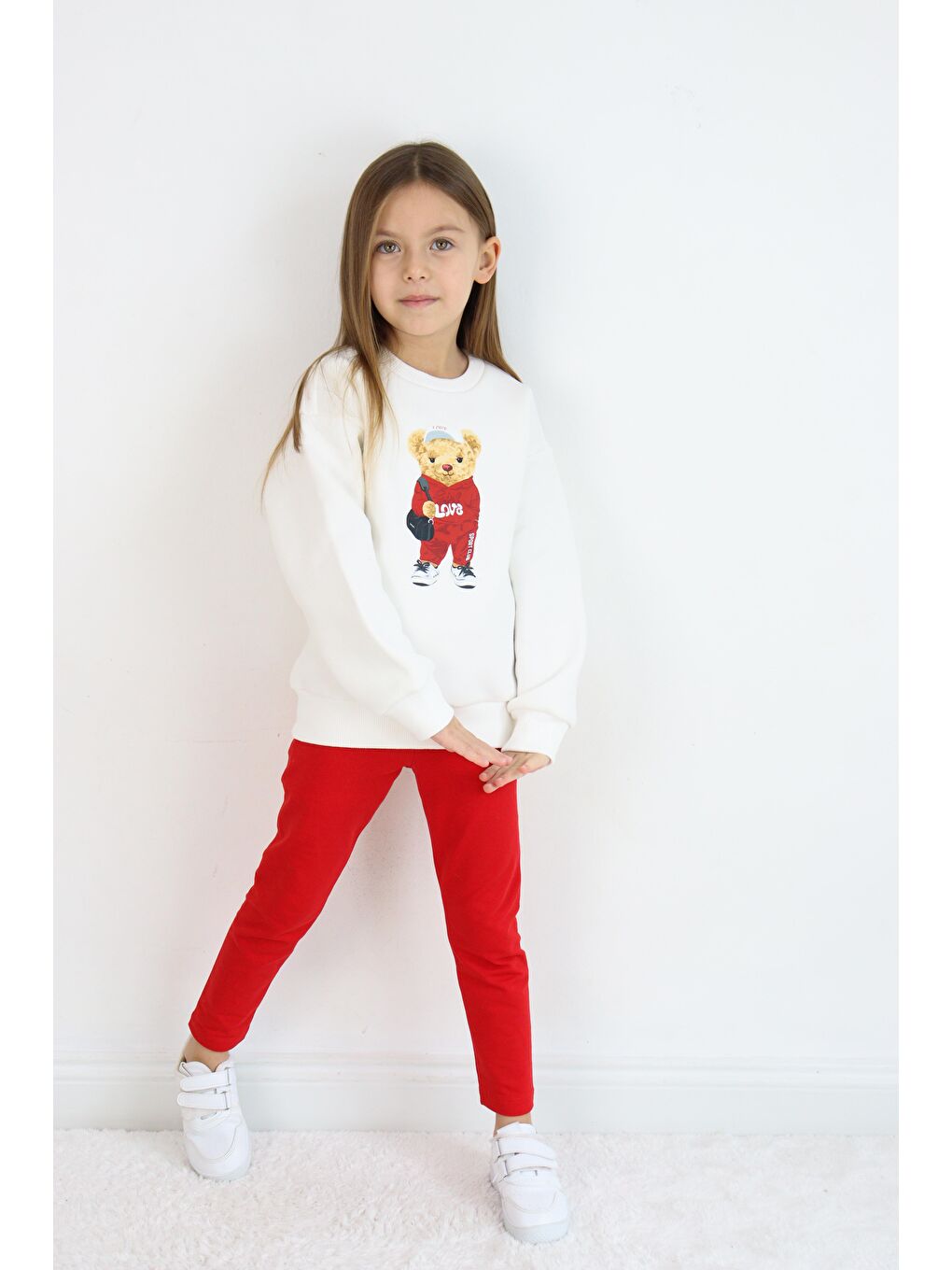 Kırmızı Düz Paça Tayt Takım-2