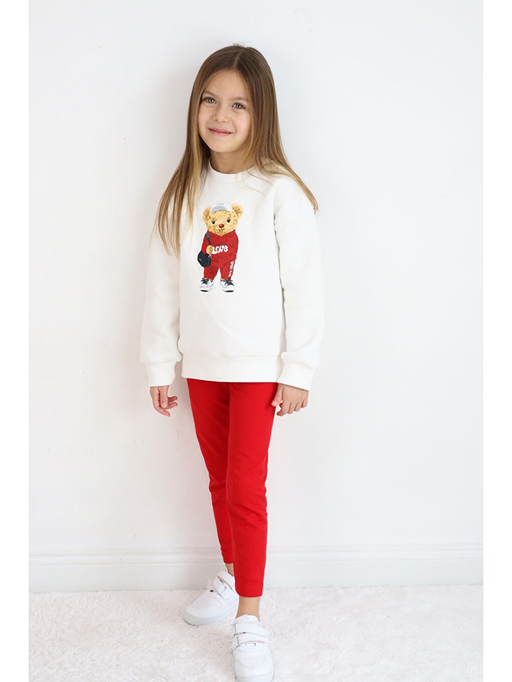 Kırmızı Düz Paça Tayt Takım-3