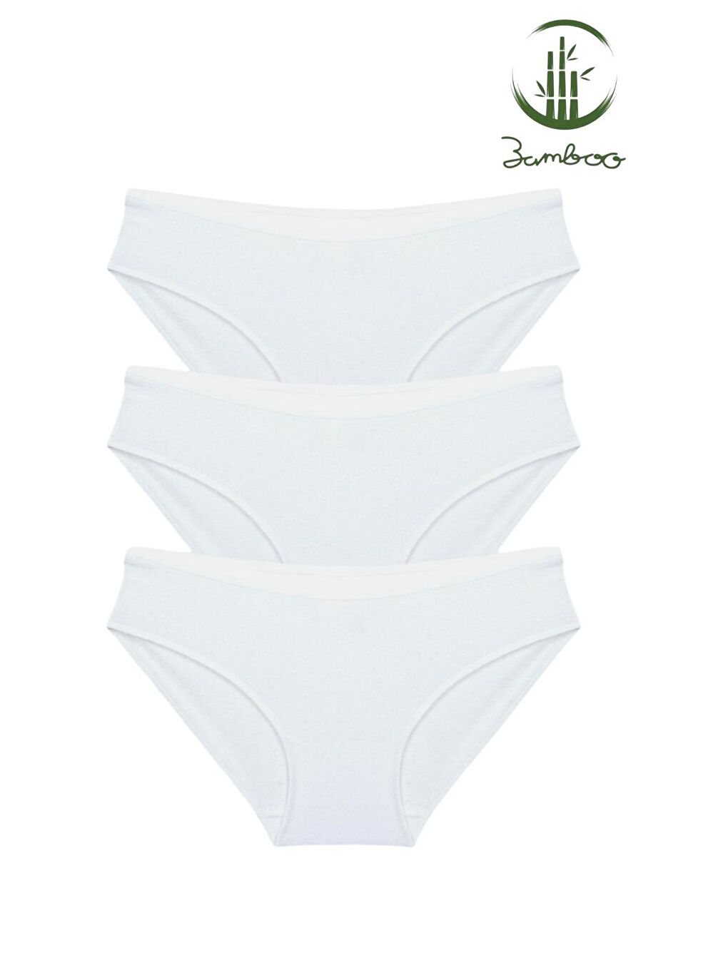 3'lü Kadın Beyaz Bambu Yüksek Kalite Esnek Yumuşak Bikini Külot