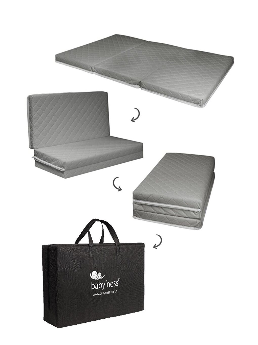 Sıvı Geçirmez Leke Tutmaz Katlanır Bebek Yatağı 60x120 cm