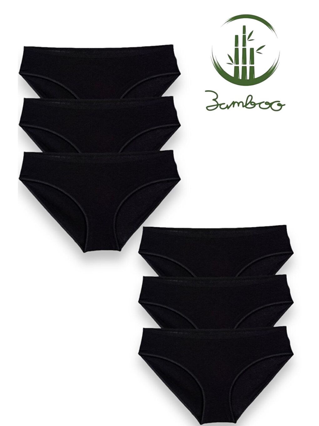 6'lı Kadın Siyah Bambu Yüksek Kalite Esnek Yumuşak Bikini Külot