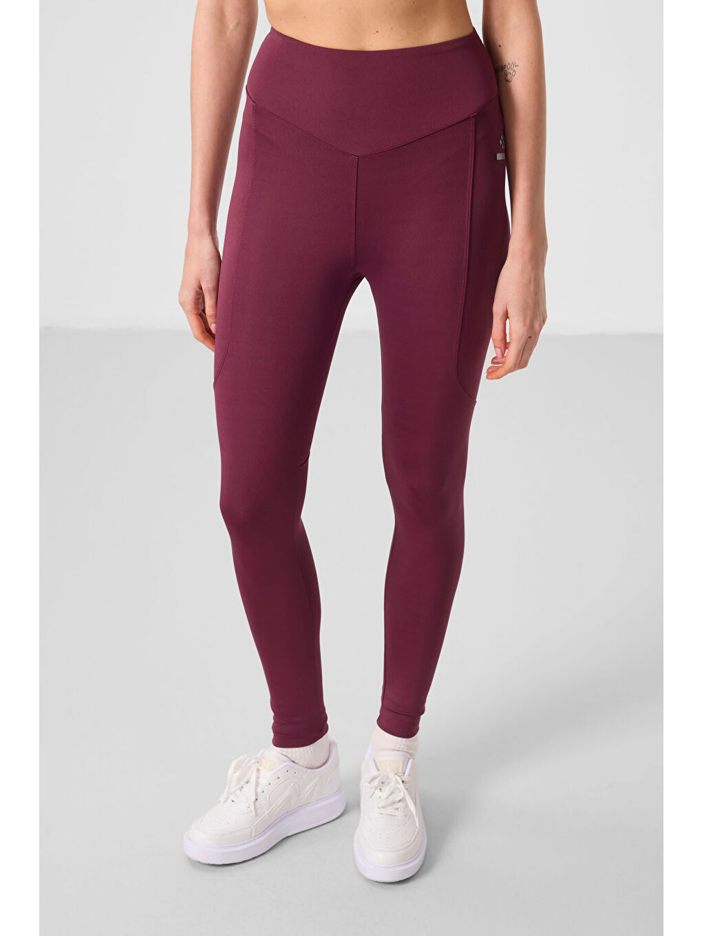 Bordo Polyester Standart Fit Esnek Performans Kadın Tayt - 94666-1