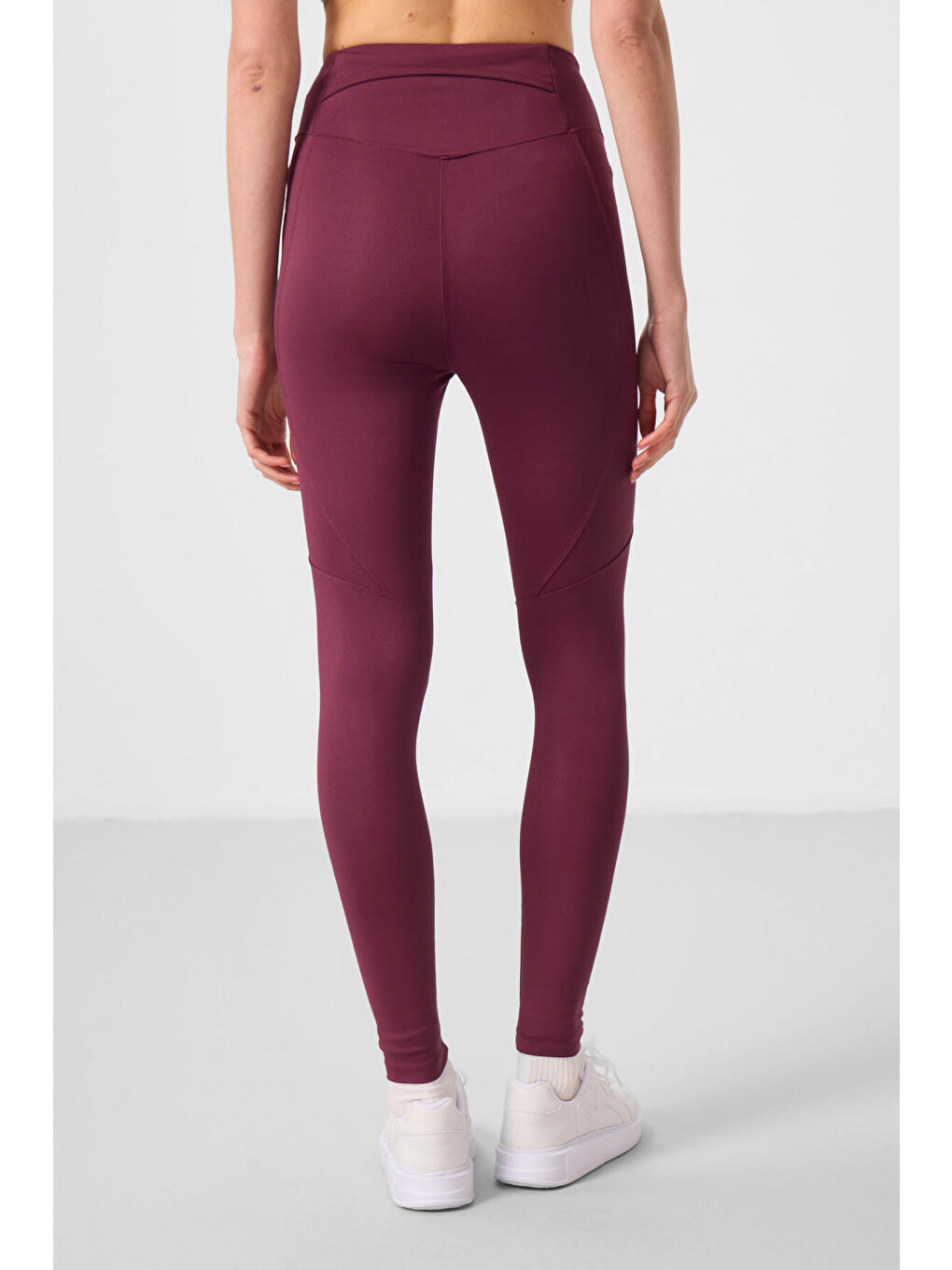 Bordo Polyester Standart Fit Esnek Performans Kadın Tayt - 94666-4