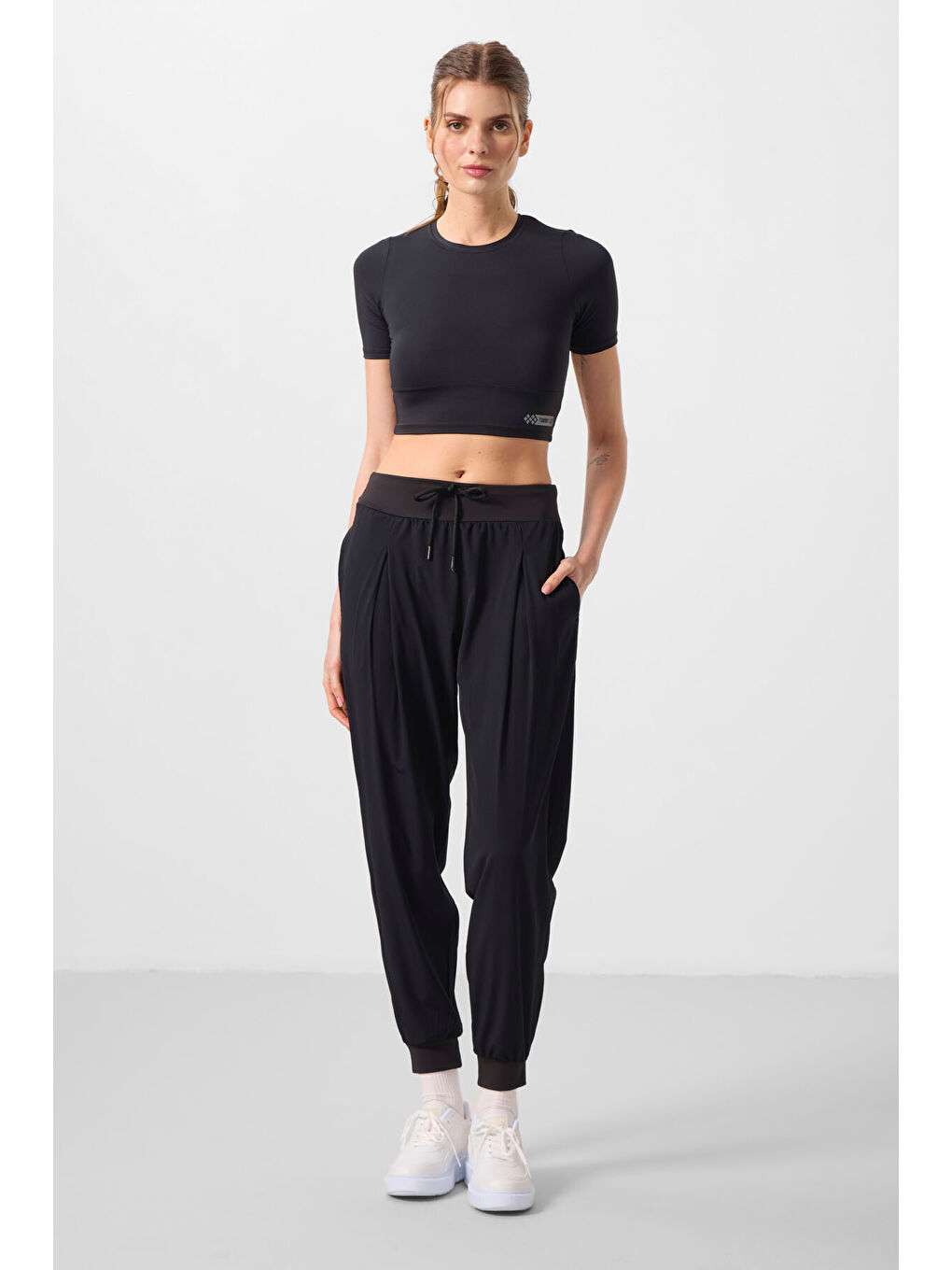 Siyah Polyester Cepli Standart Kalıp Kadın Pantolon - 94677