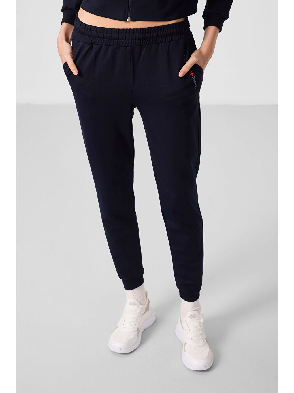 Lacivert Kapüşonlu Fermuarlı Oversize Kadın Eşofman Takım   95328-2