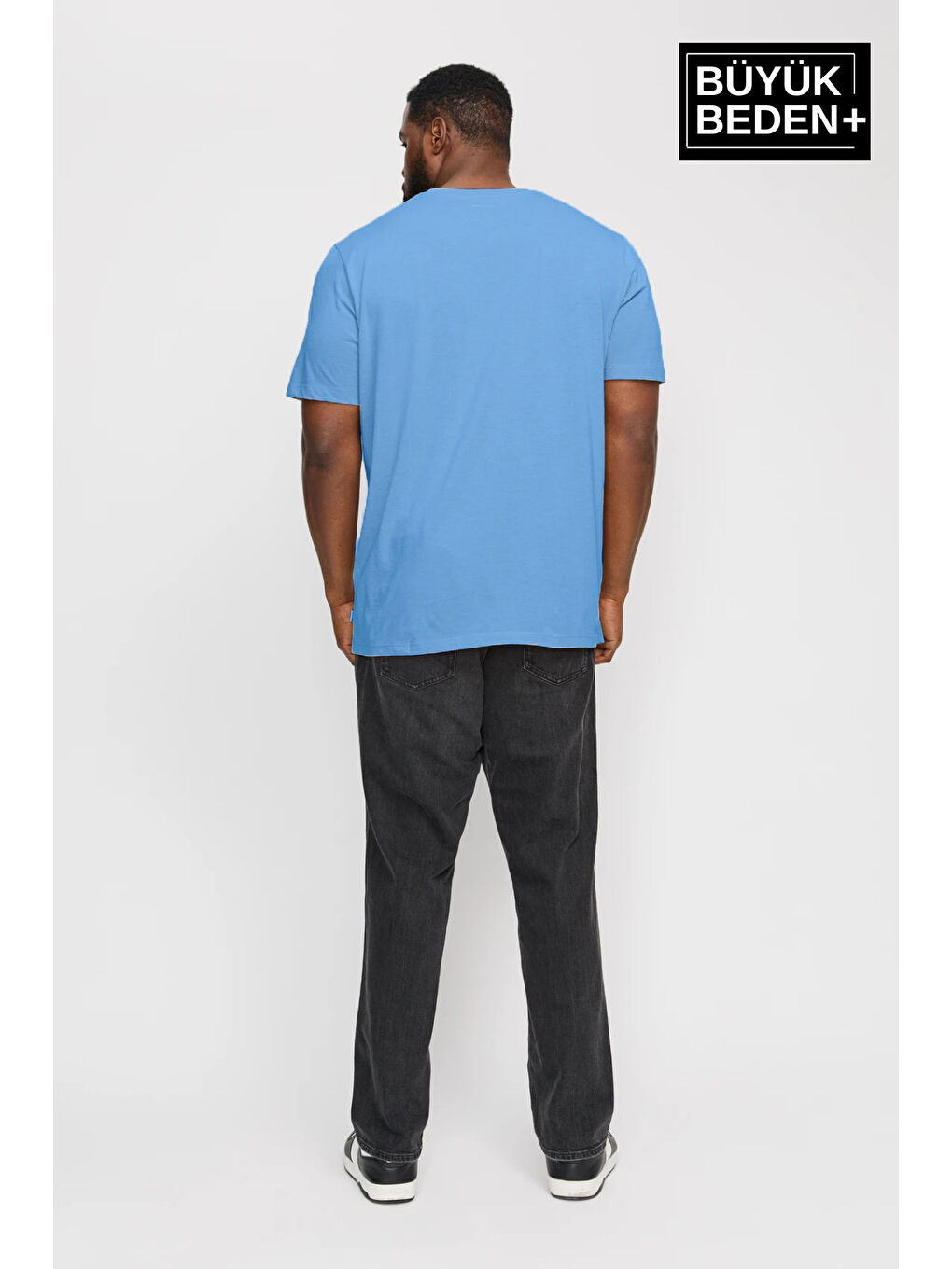 Mavi Erkek  Bisiklet Yaka Büyük Beden Tişört SPRBTS10-1