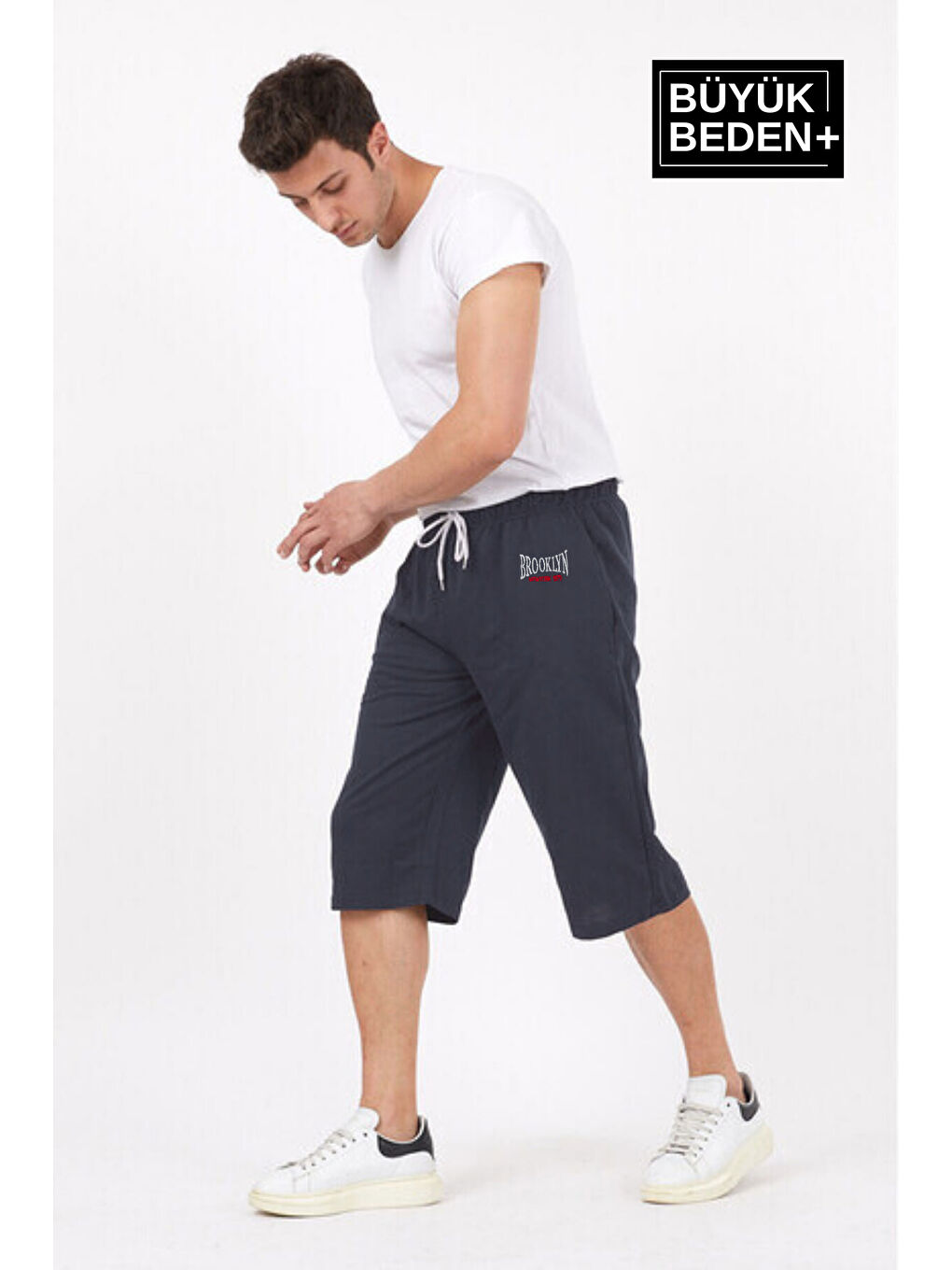 Gri Erkek  N.Brooklyn Baskılı Slim Fit Kalıp Büyük Beden Şort SPR25BSR089-1