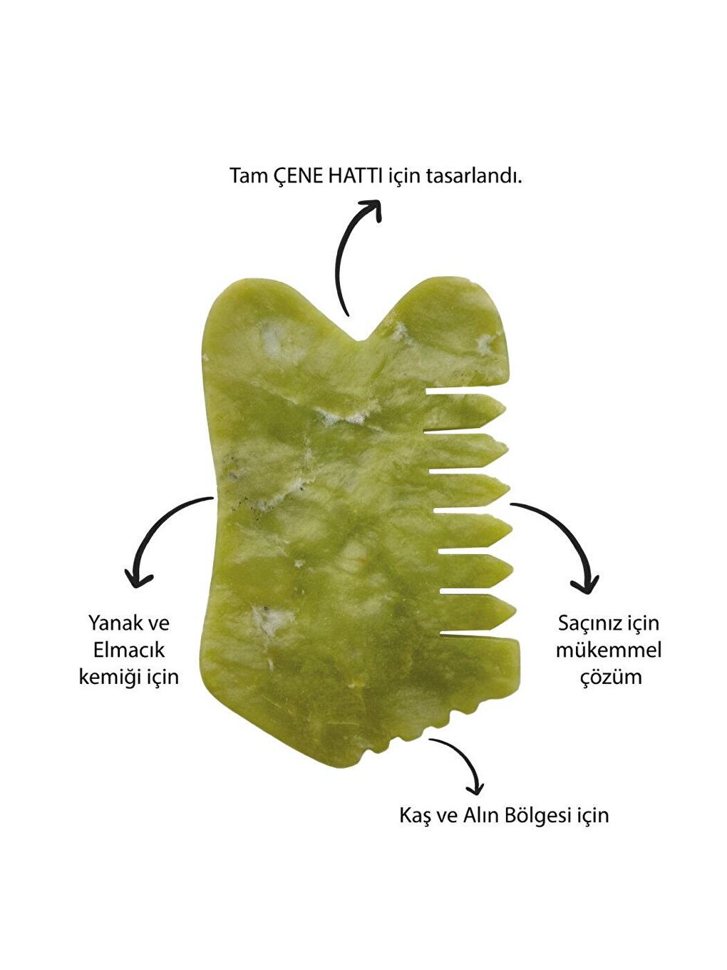 Çok Amaçlı Yeşim Masaj Taşı Gua Sha 3 Farklı Masaj Aleti ve Tarak Stone-1