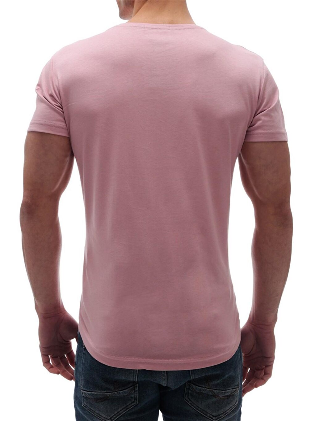 Baskılı Bisiklet Yaka Pembe Tişört 2881-4