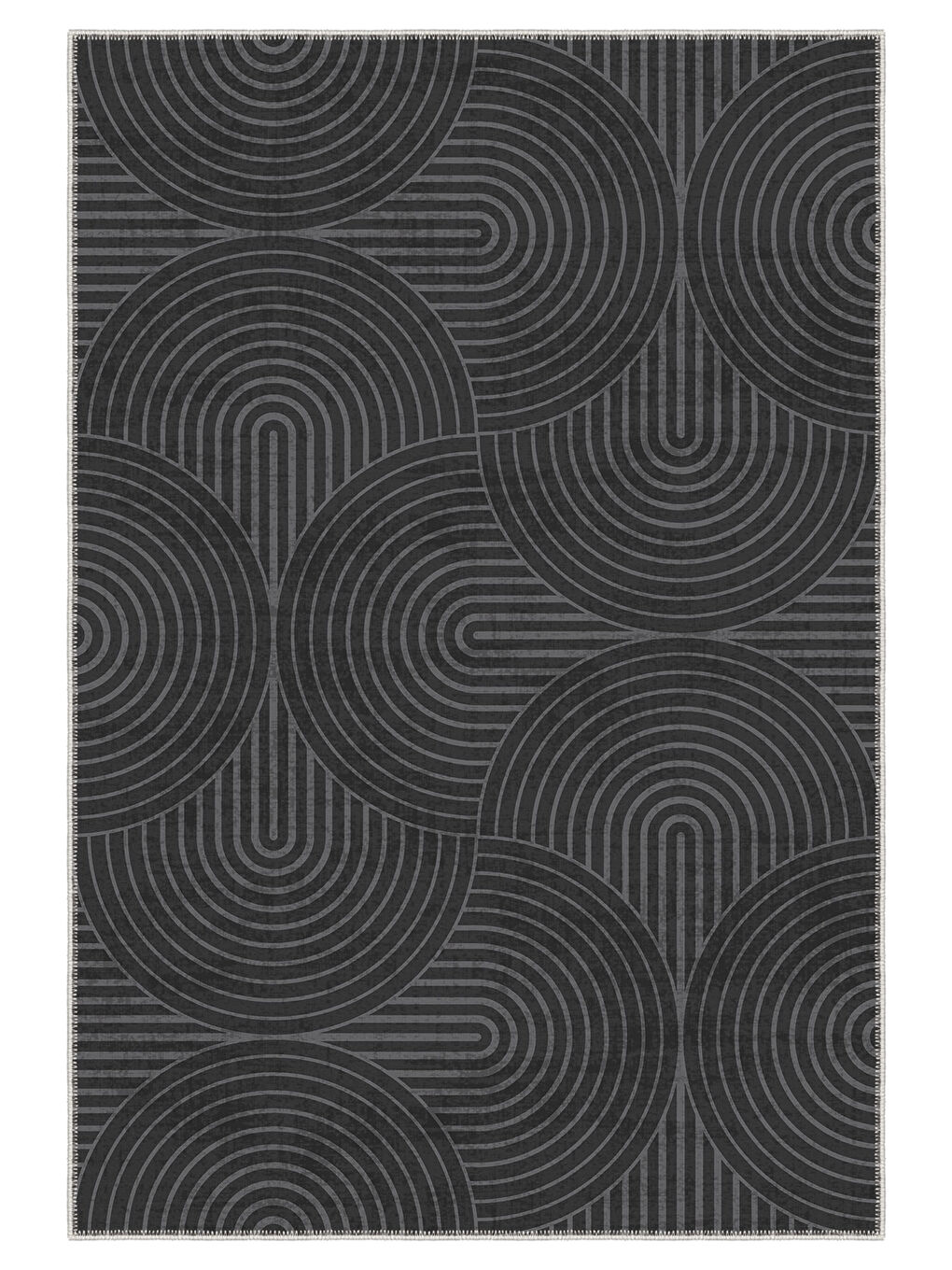 Siyah Özel Tasarım Kaymaz Taban İnce Yıkanabilir Modern Halı WOOKECE1401 120x180