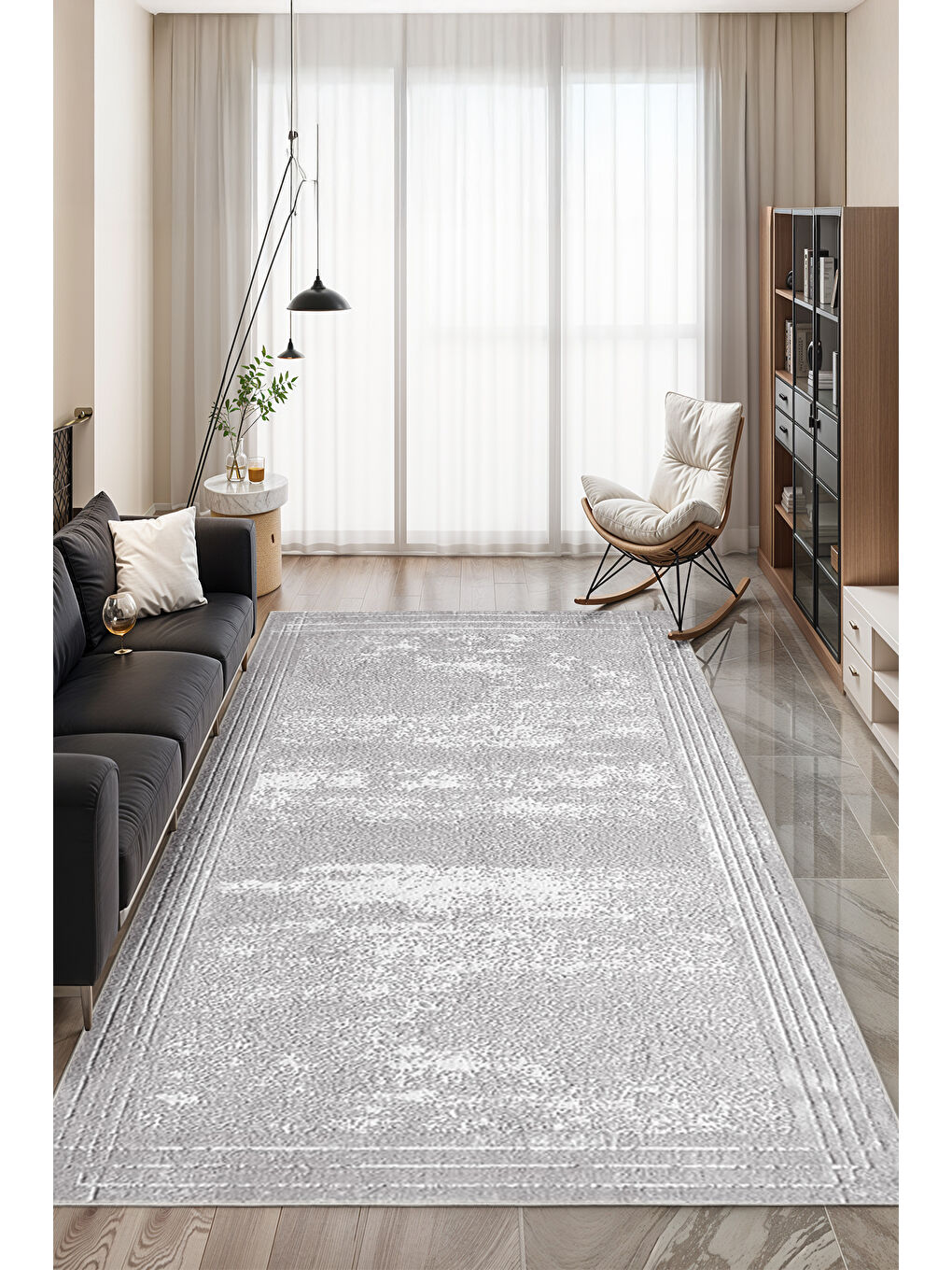 Bej Özel Tasarım Kaymaz Taban İnce Yıkanabilir Modern Halı WOOKECE1391 80x150-2