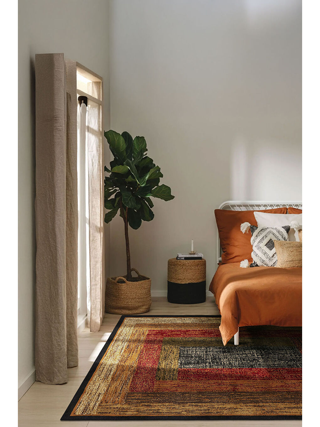 Gri Özel Tasarım Kaymaz Taban İnce Yıkanabilir Modern Halı WOOKECE1382 80x150-1