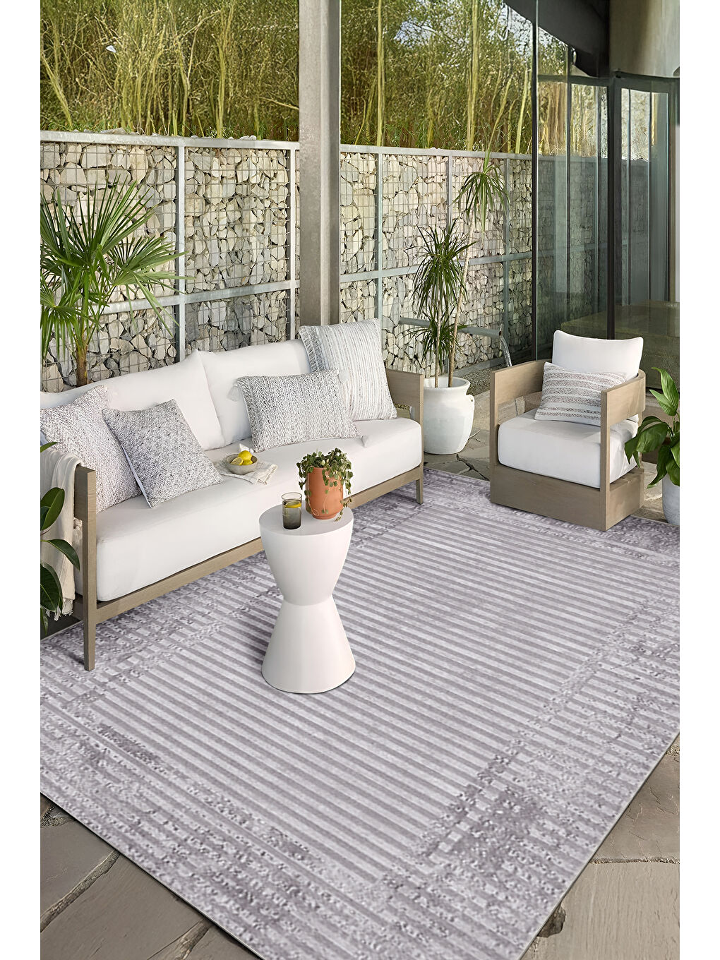 Gri Dekoratif Özel Tasarım Yıkanabilir Modern Halı 160 x 230 cm-2