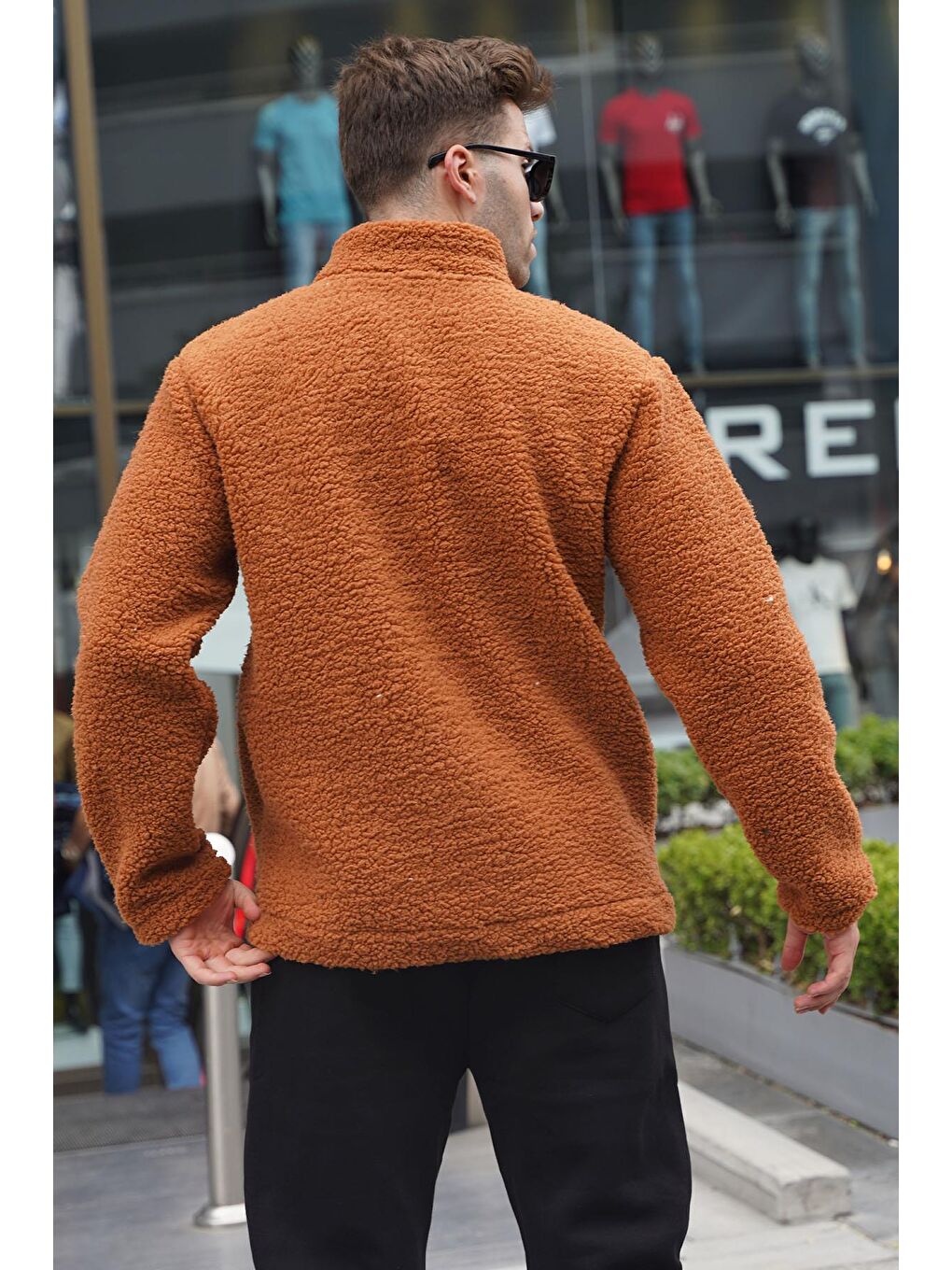 Kahverengi Kiremit  Pelüş Fermuarlı Sweatshirt 6152-2
