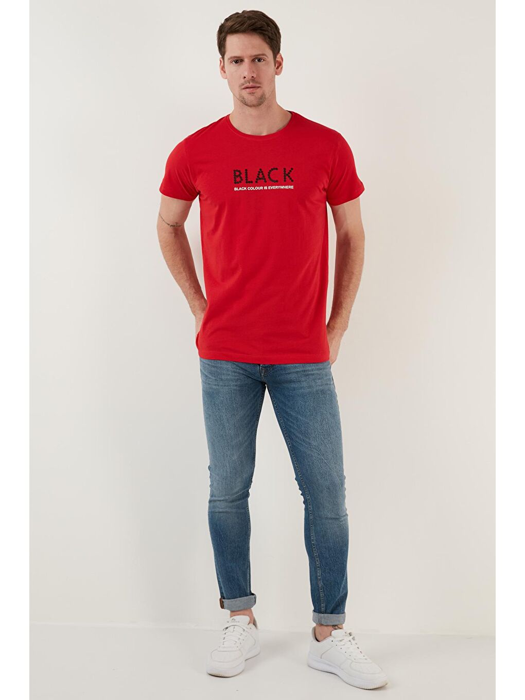 Buratti Kırmızı % 100 Pamuk Baskılı Slim Fit Bisiklet Yaka T Shirt 541BLACKCOLOUR - 2