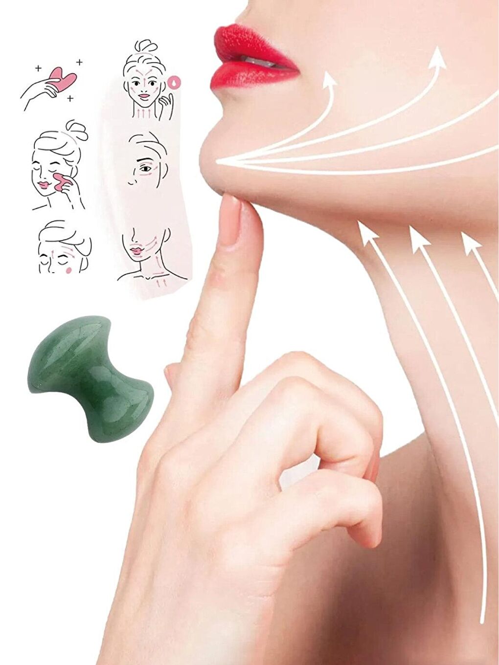 Aventurin Vücut, Boyun ve Yüz Masaj Taşı Doğal Taş Masaj Aleti Çok Amaçlı-3