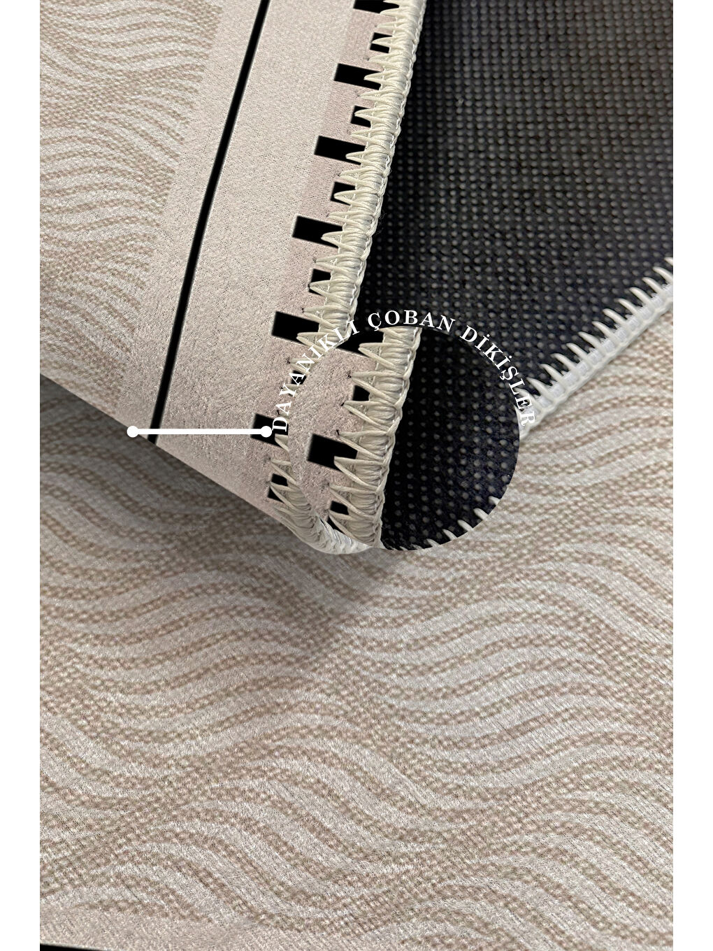 Ekru Modern Dekoratif Yıkanabilir Kaymaz Taban Halı – İnce, Yumuşak Salon Halısı, Mutfak Halısı ve Yolluk-3