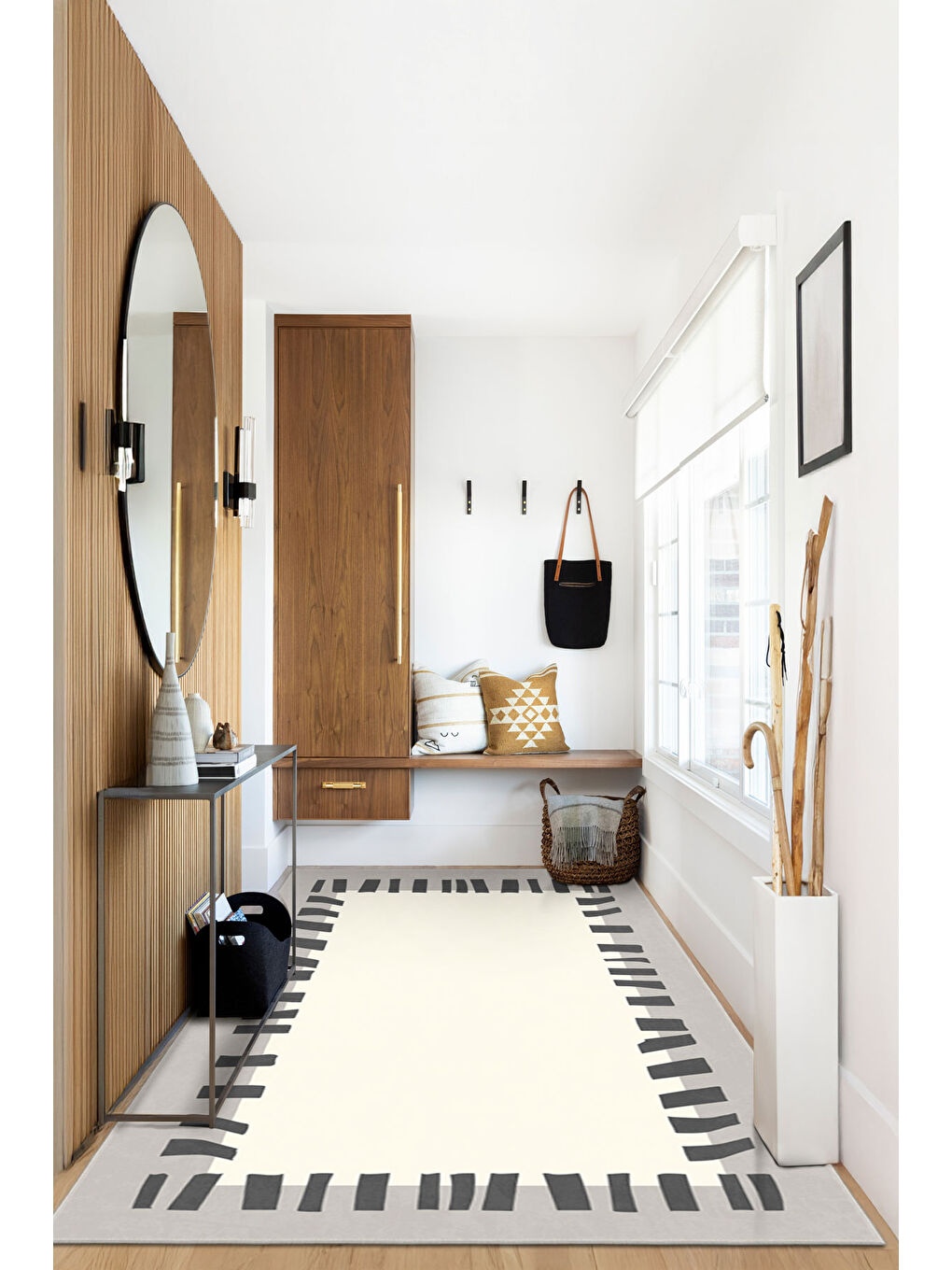 Gri Modern Dekoratif Yıkanabilir Kaymaz Taban Halı – İnce, Yumuşak Salon Halısı, Mutfak Halısı ve Yolluk-1