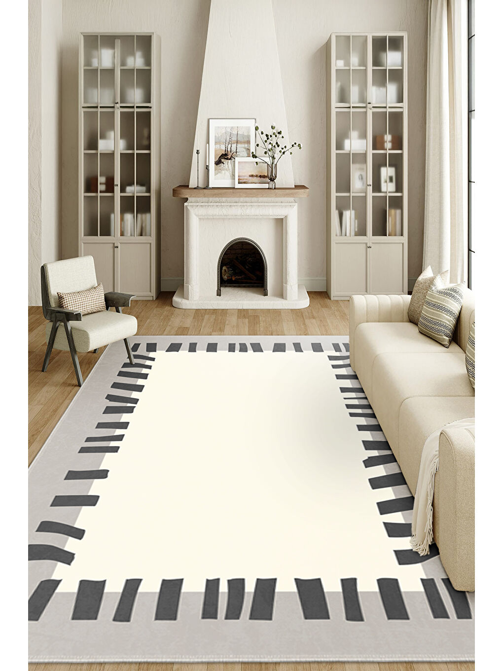 Gri Modern Dekoratif Yıkanabilir Kaymaz Taban Halı – İnce, Yumuşak Salon Halısı, Mutfak Halısı ve Yolluk-2