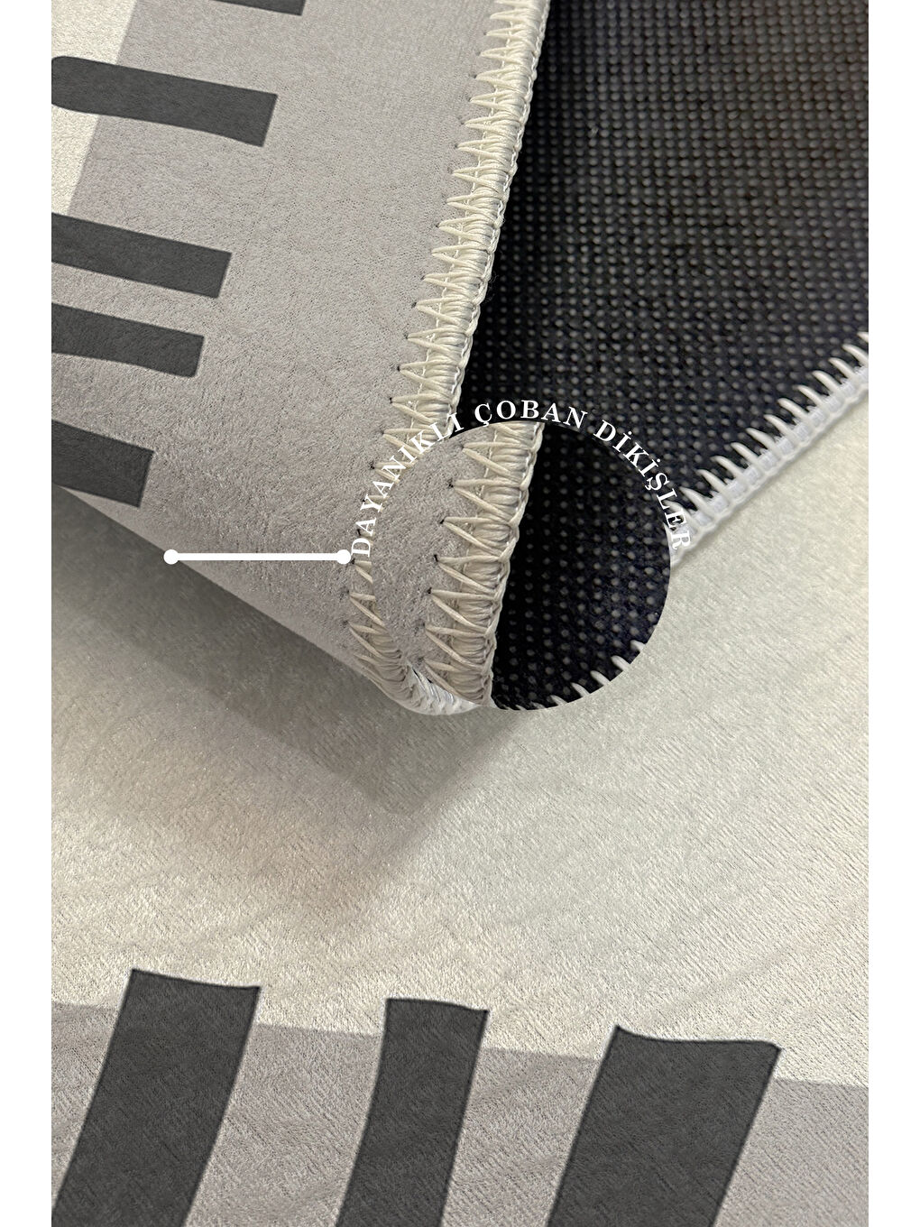 Gri Modern Dekoratif Yıkanabilir Kaymaz Taban Halı – İnce, Yumuşak Salon Halısı, Mutfak Halısı ve Yolluk-3