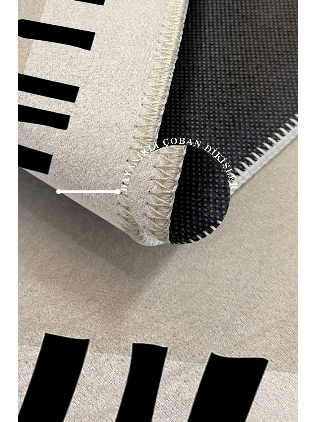 Ekru Modern Dekoratif Yıkanabilir Kaymaz Taban Halı – İnce, Yumuşak Salon Halısı, Mutfak Halısı ve Yolluk-3