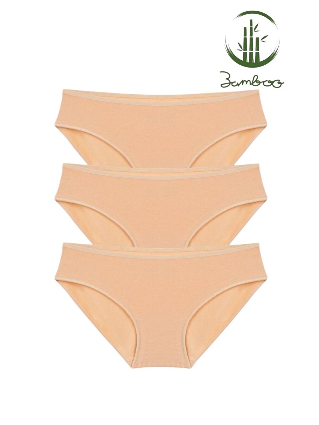 Bej 3'lü Kadın Ten Bambu Yüksek Kalite Esnek Yumuşak Bikini Külot