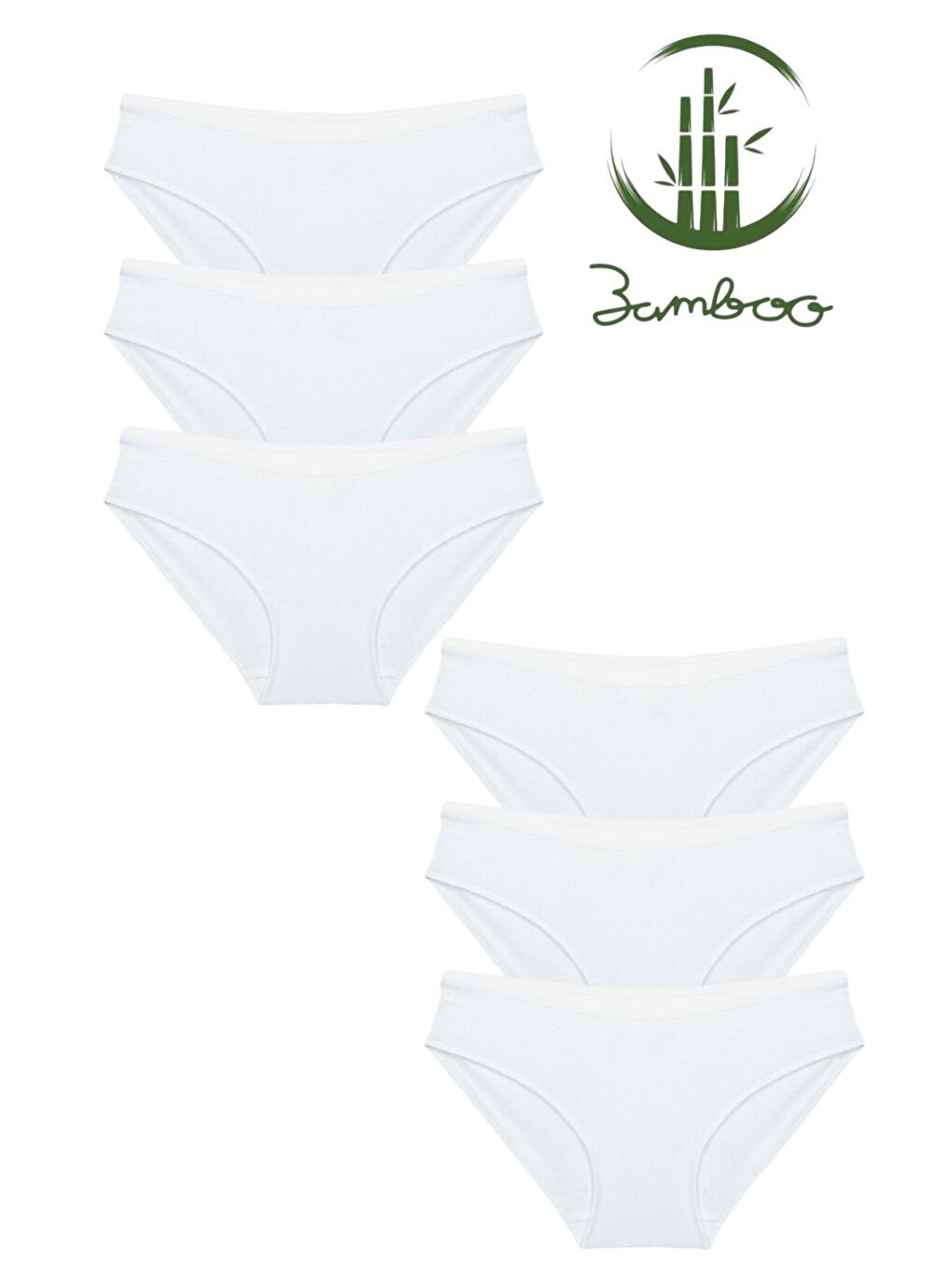 6'lı Kadın Beyaz Bambu Yüksek Kalite Esnek Yumuşak Bikini Külot