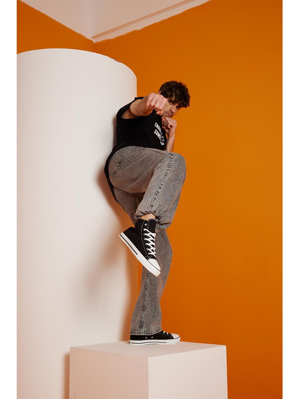 Erkek Siyah-beyaz Kanvas Ayakkabı-1