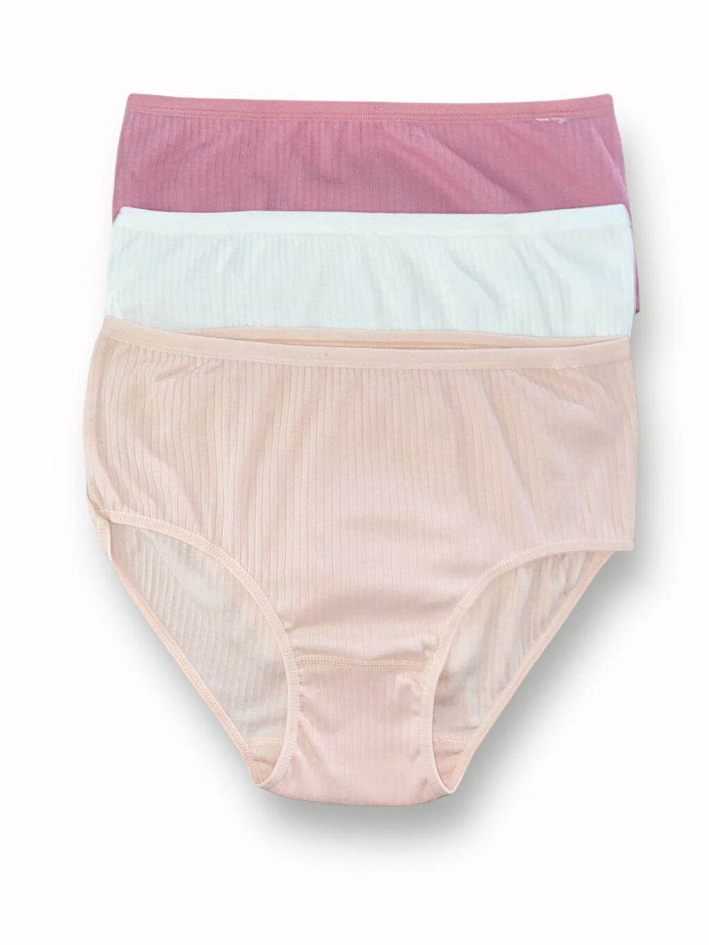 Karışık 6'lı Kadın %100 Pamuk Yüksek Bel Fitilli Kaşkorse Yüksek Kalite Esnek Bato Külot-3