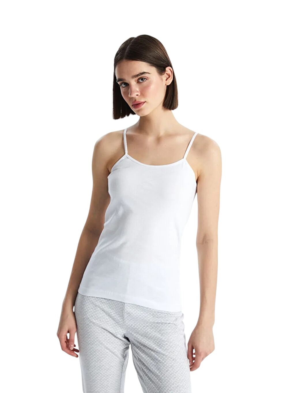 Beyaz 3'Lü Askılı Kadın Atlet-1