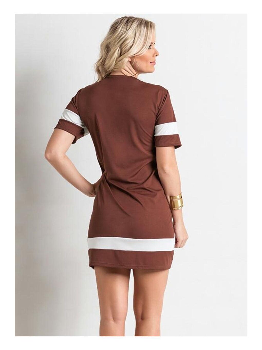 Kadın Kahverengi 23 Brooklyn Baskılı Tişört Elbise-1