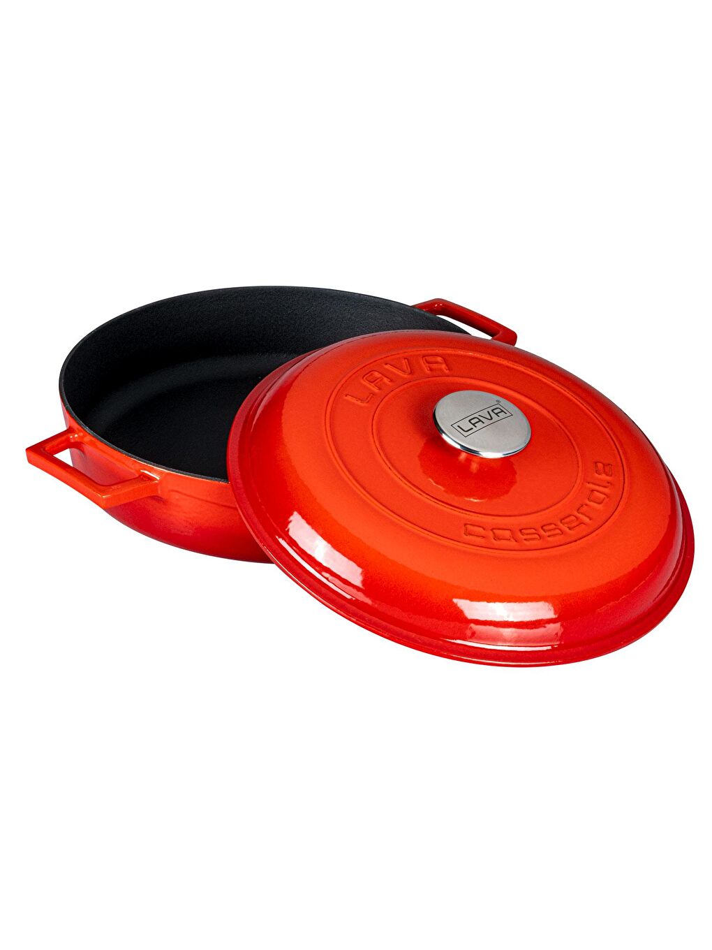 Kırmızı Çok Amaçlı Yayvan Tencere. Kubbe Form Kapaklı Folk Serisi Çap(Ø)28cm.-1
