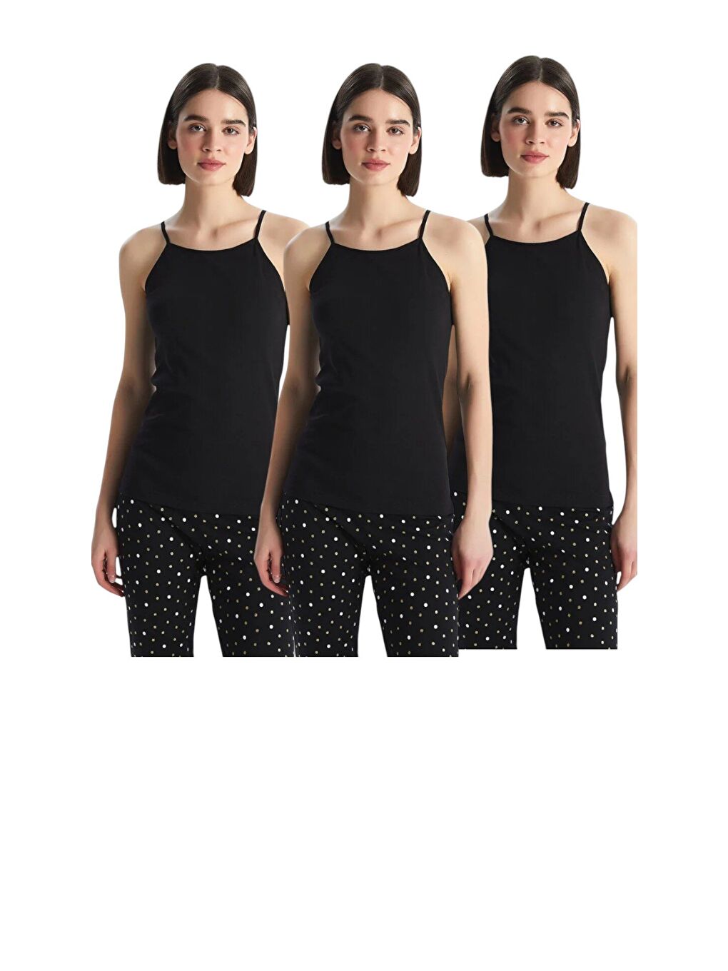 Siyah 3'Lü Askılı Kadın Atlet