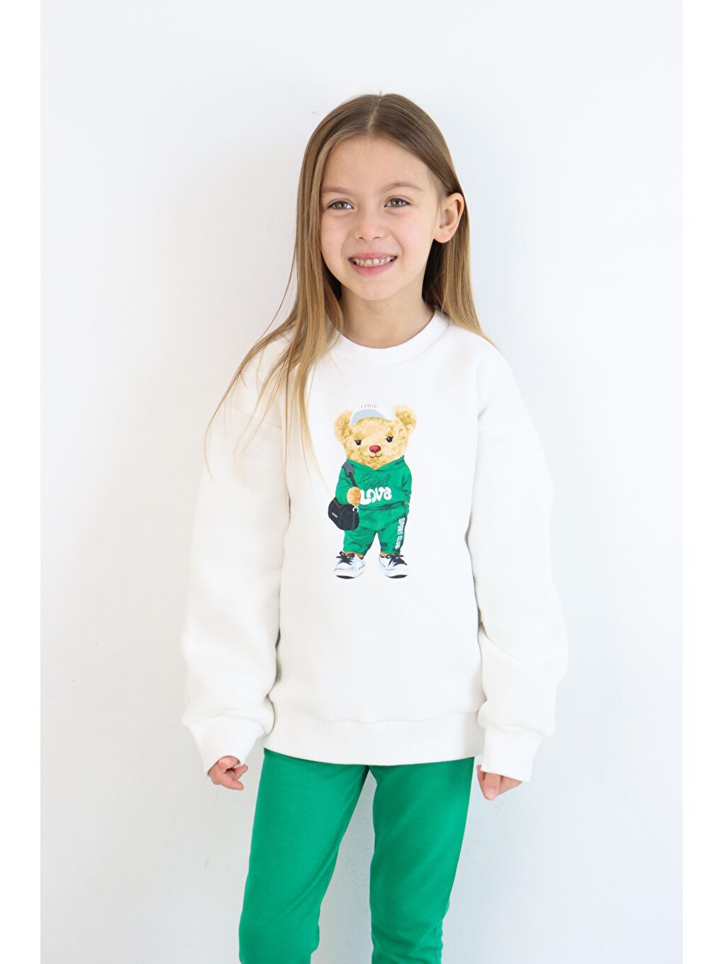 Yeşil Düz Paça Tayt Takım-2