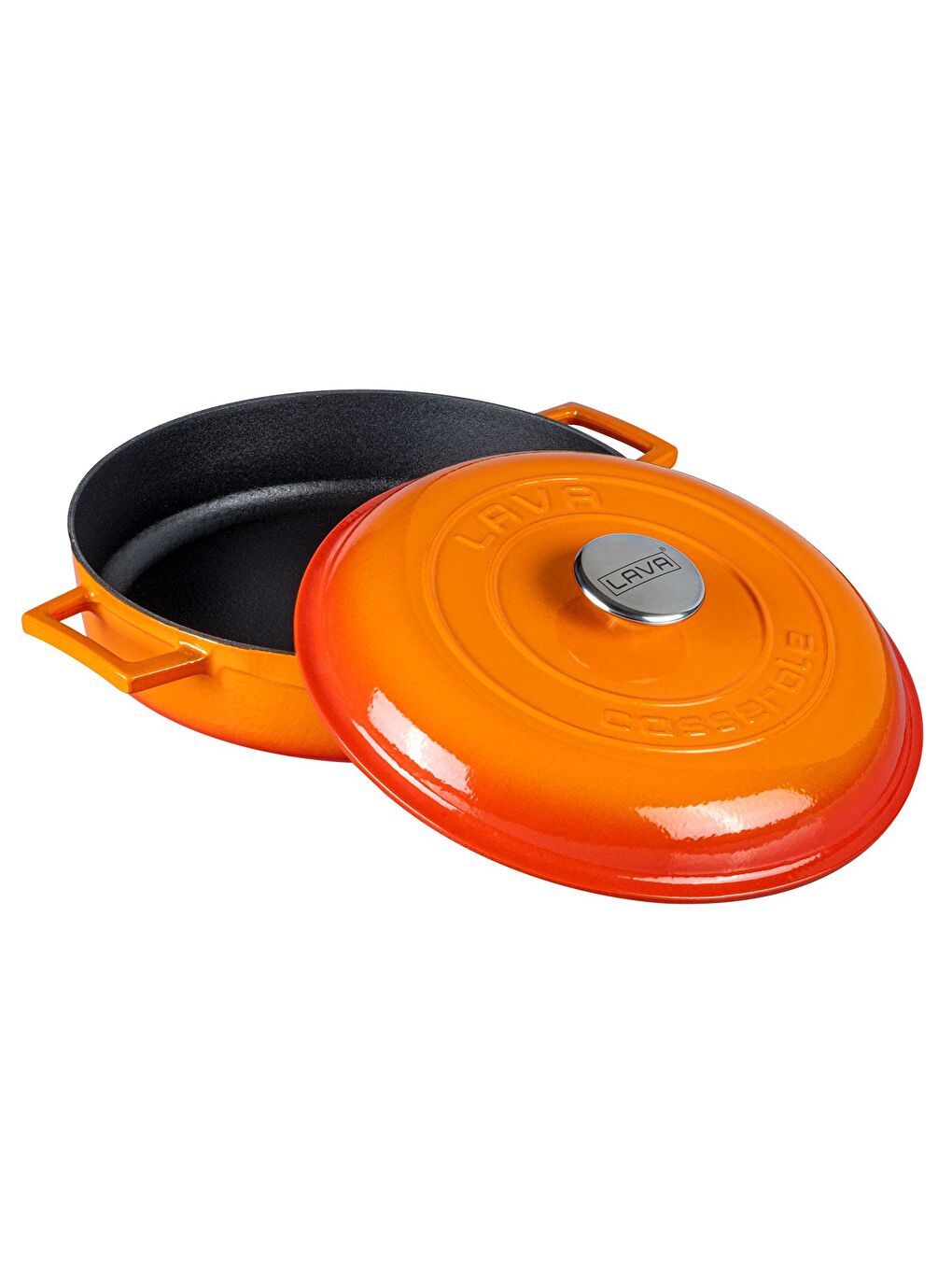 Turuncu Çok Amaçlı Yayvan Tencere. Kubbe Form Kapaklı Folk Serisi Çap(Ø)28cm.-1