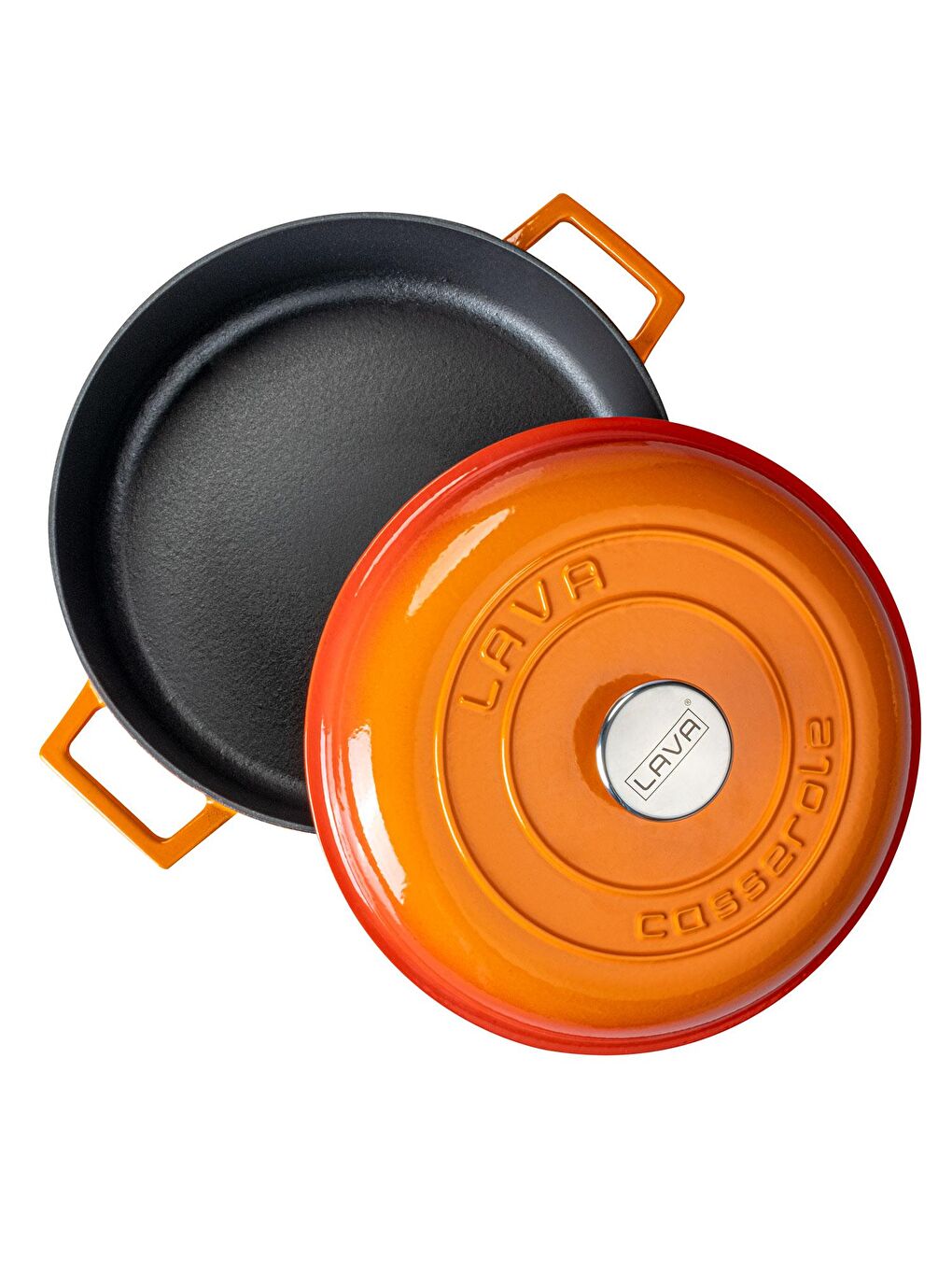 Turuncu Çok Amaçlı Yayvan Tencere. Kubbe Form Kapaklı Folk Serisi Çap(Ø)28cm.-2