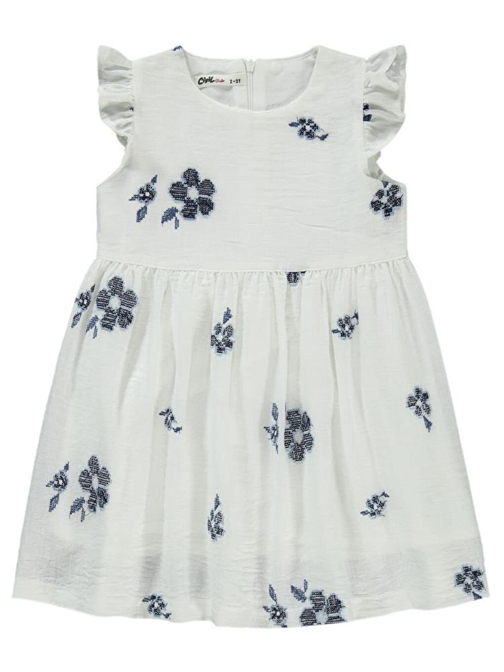 Lacivert Girls Kolu Fırfırlı 2-5 Yaş Elbise