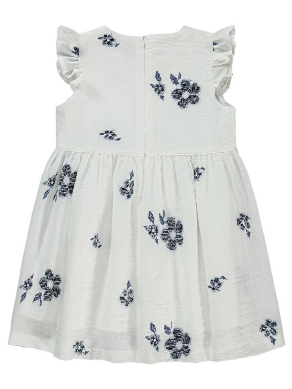 Lacivert Girls Kolu Fırfırlı 2-5 Yaş Elbise-1