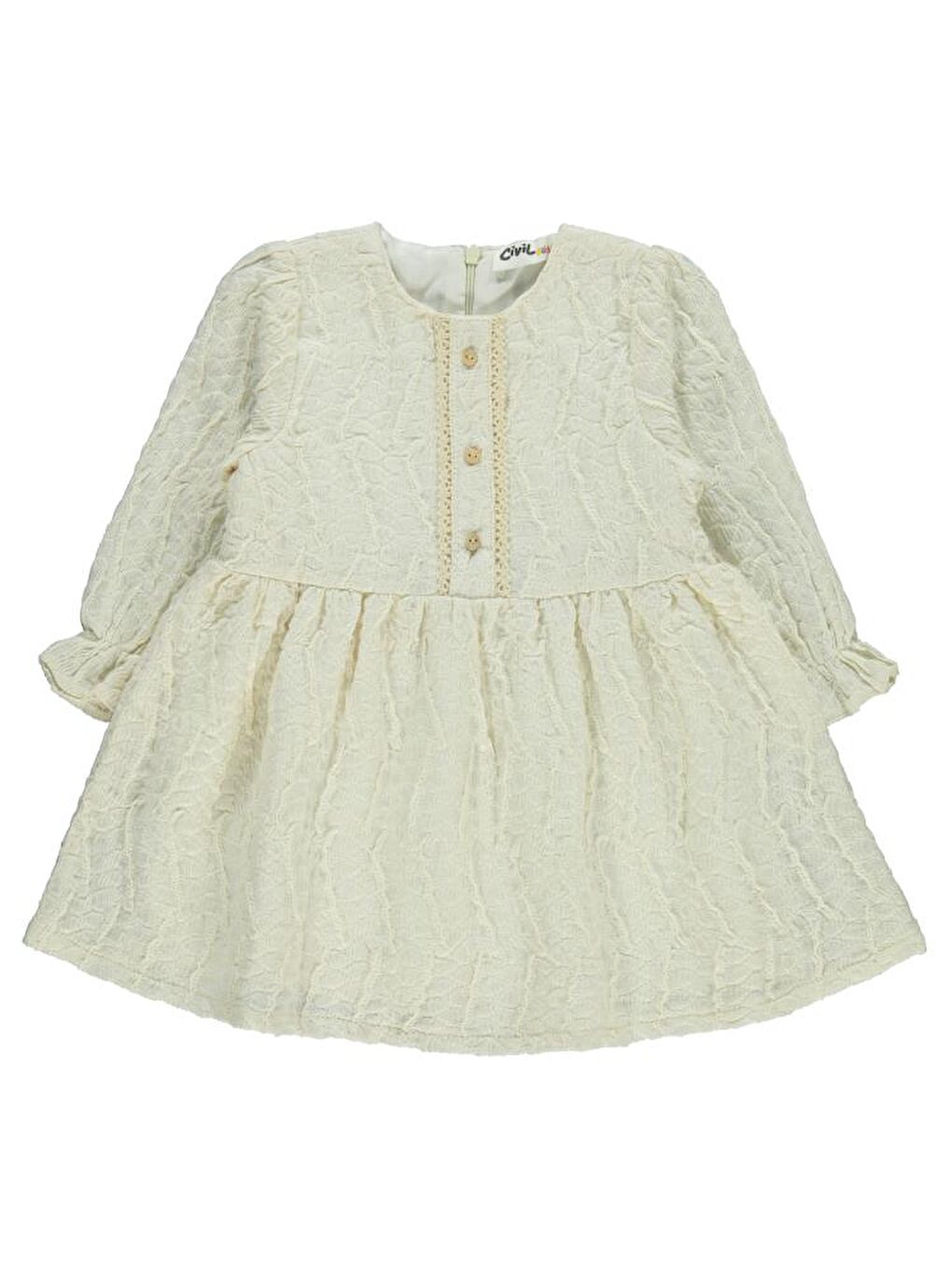 Ekru Baby Dantel 6-18 Ay Elbise