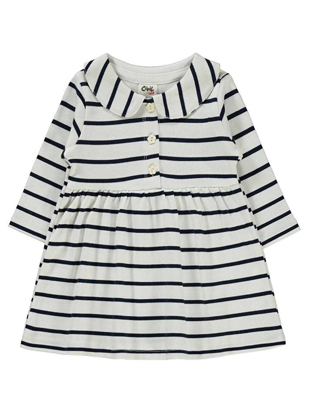 Lacivert Baby Çizgili 6-18 Ay Elbise-1