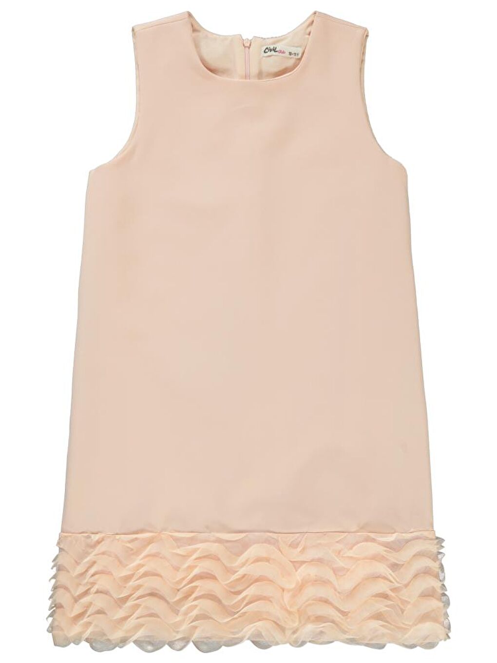 Pembe Girls Etek Ucu Fırfırlı 10-13 Yaş Elbise