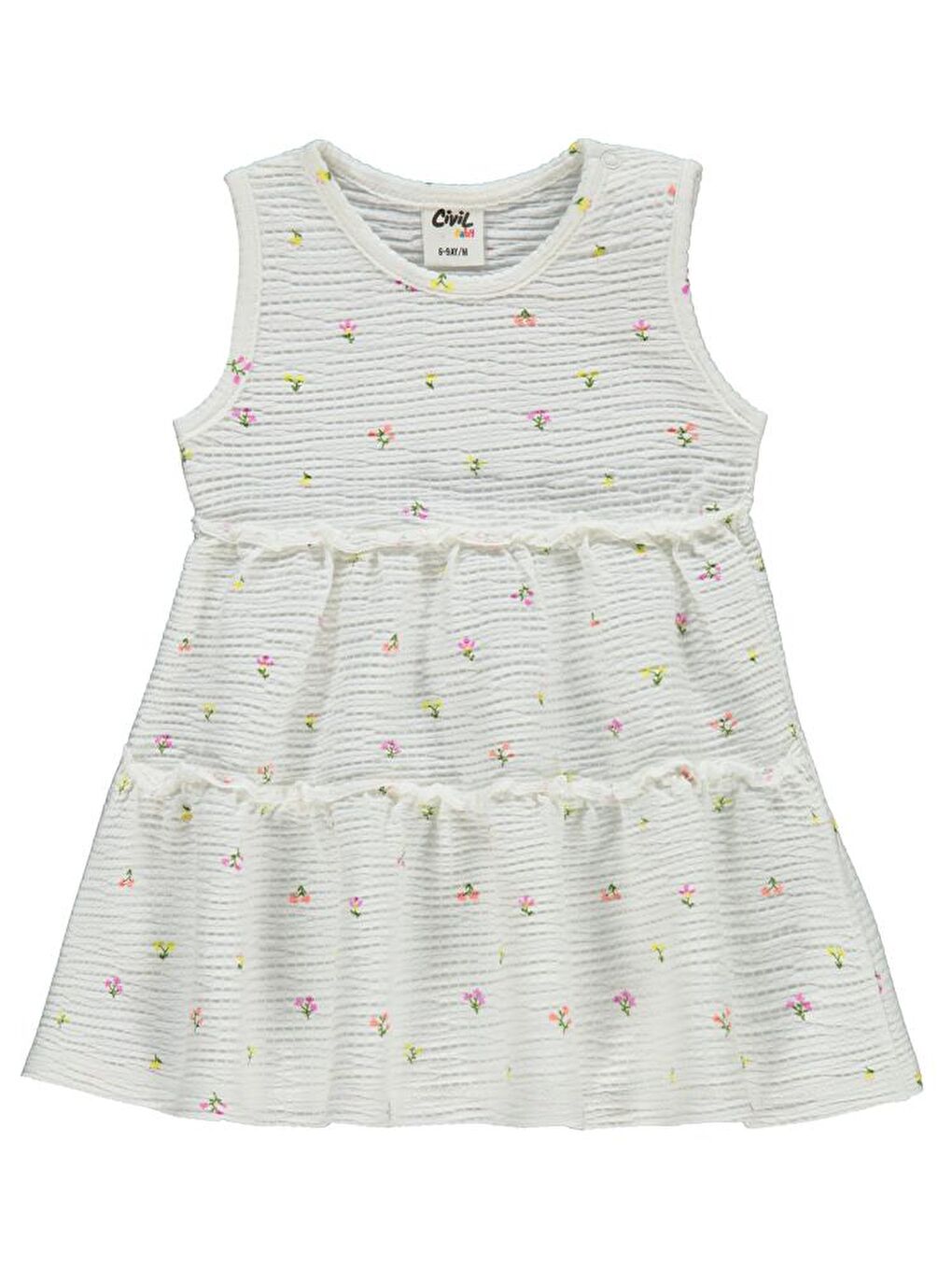 Ekru Baby Mini Renkli Çiçek Empirme 6-18 Ay Elbise