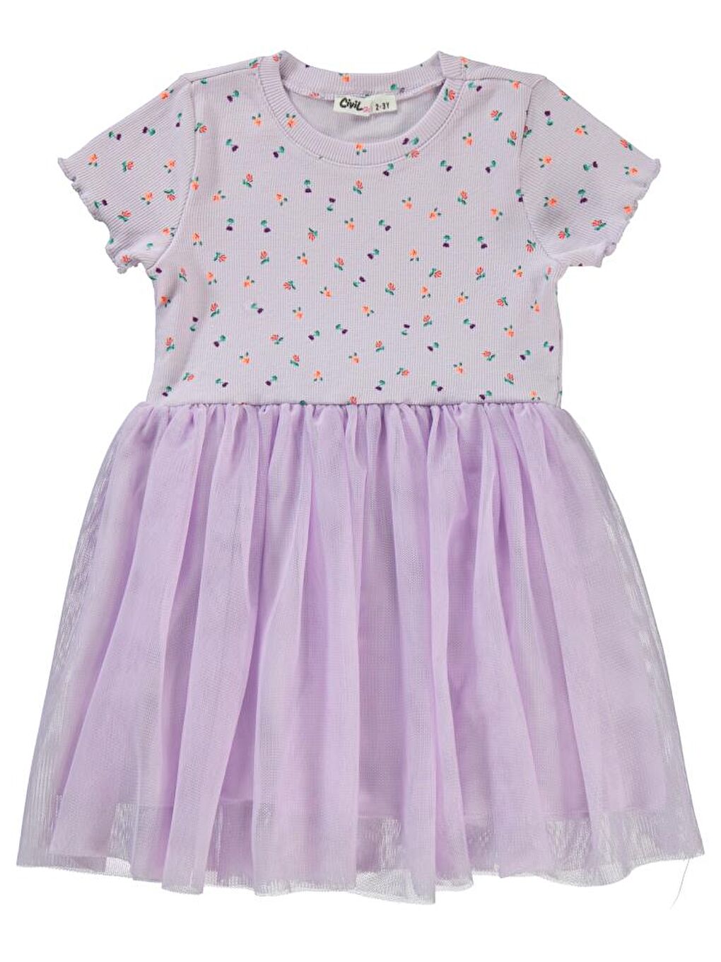 Lila Girls Lale Baskılı 2-5 Yaş Elbise-1