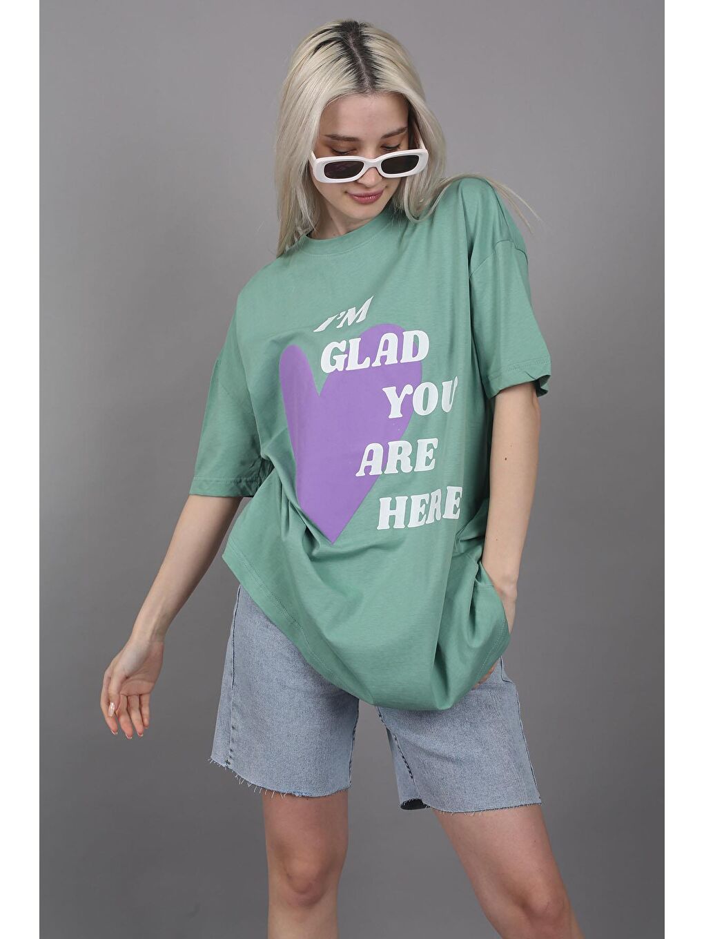 Yeşil Baskılı Tişört Mg1202-1