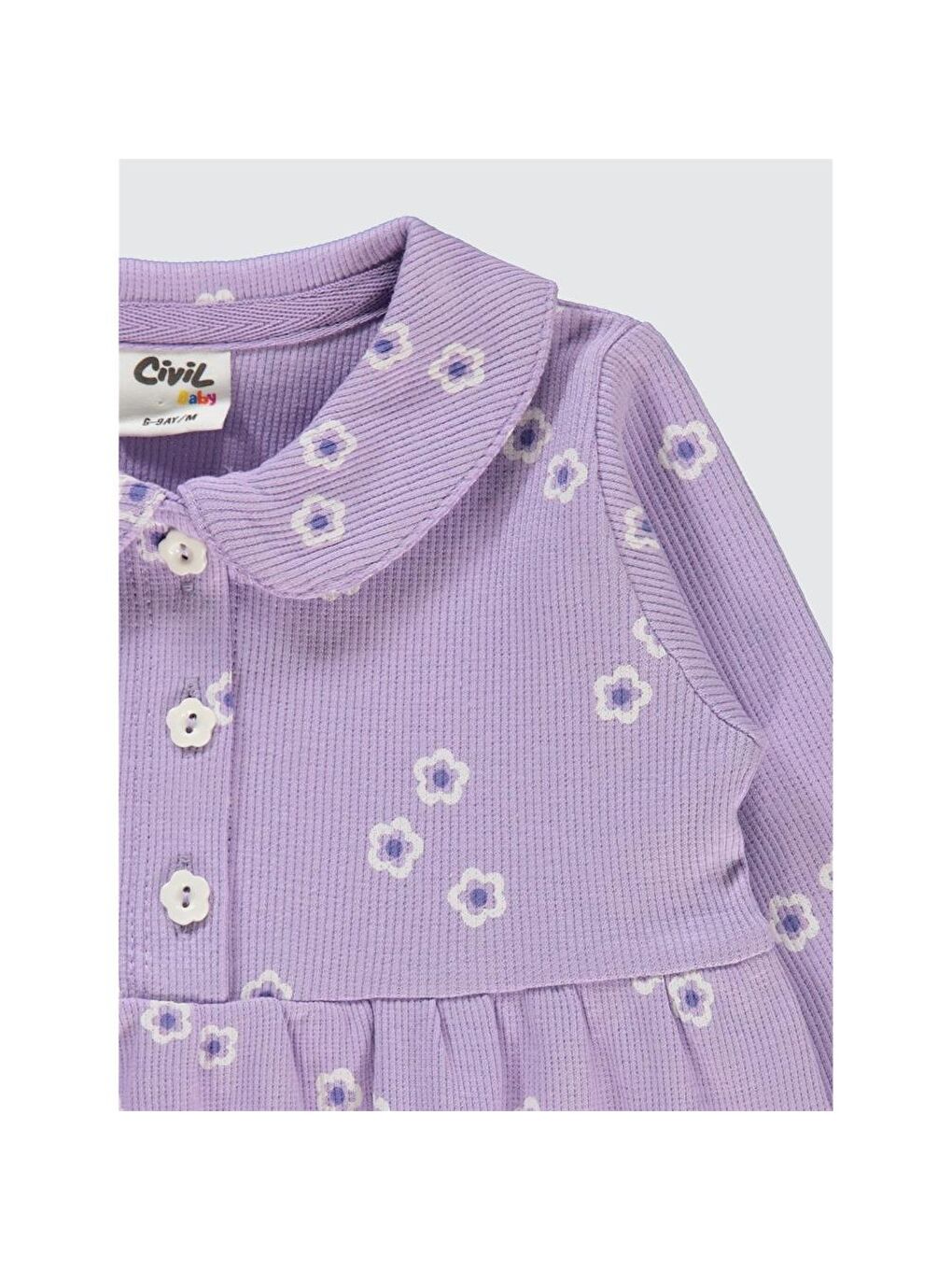 Lila Baby Bahar Çiçeği Empirme 6-18 Ay Elbise-1
