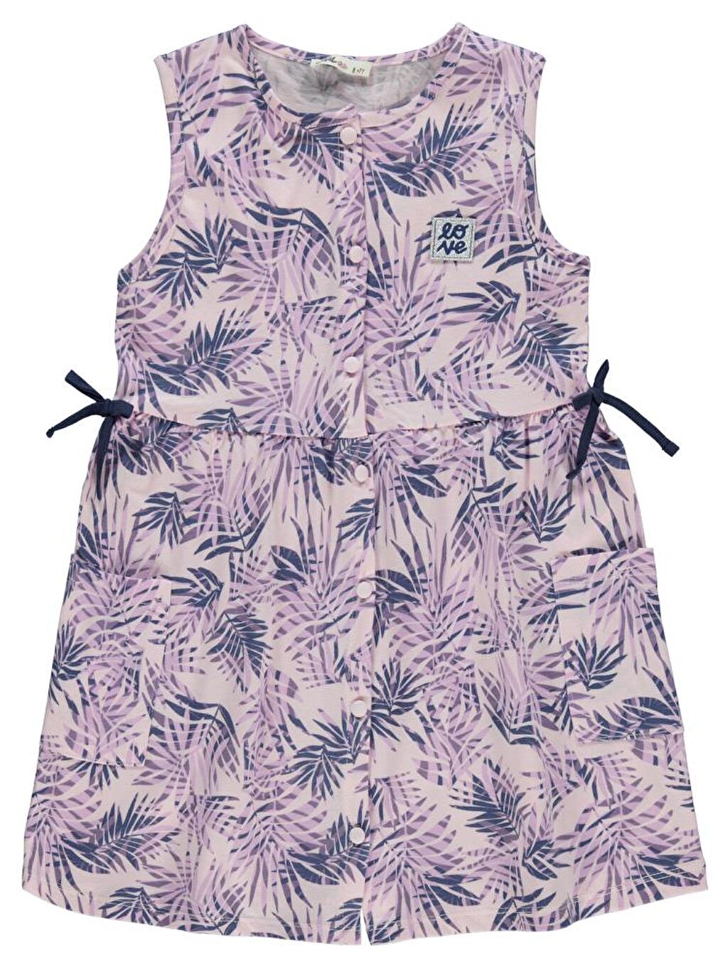 Lila Girls Yaprak Desenli 6-9 Yaş Elbise