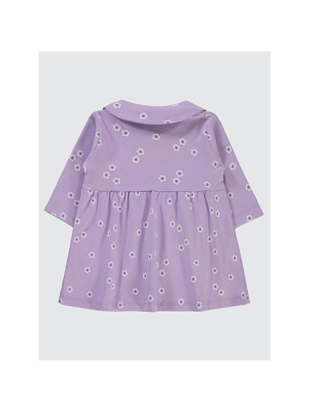 Lila Baby Bahar Çiçeği Empirme 6-18 Ay Elbise-2